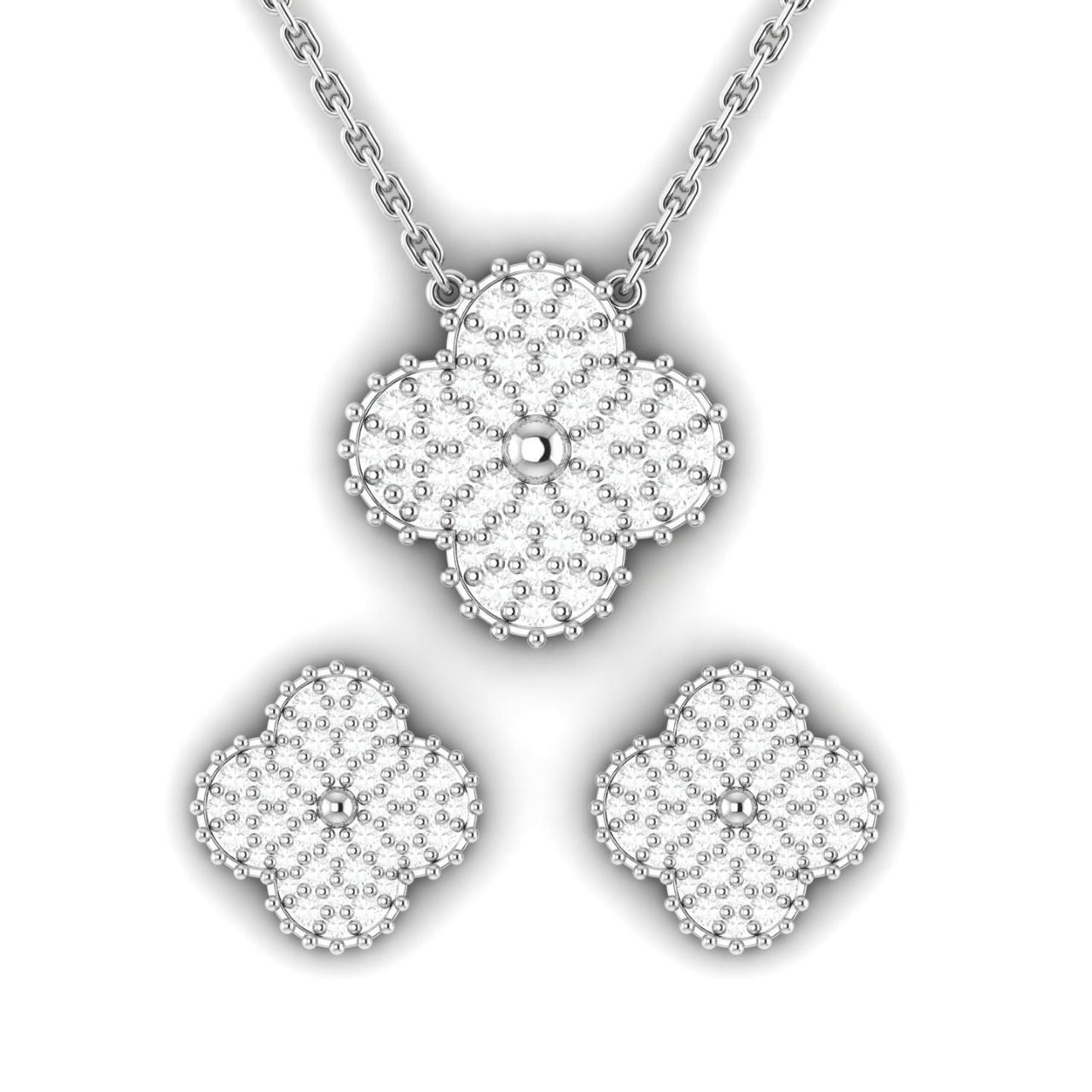 Midball Clover Natural Diamond Necklace