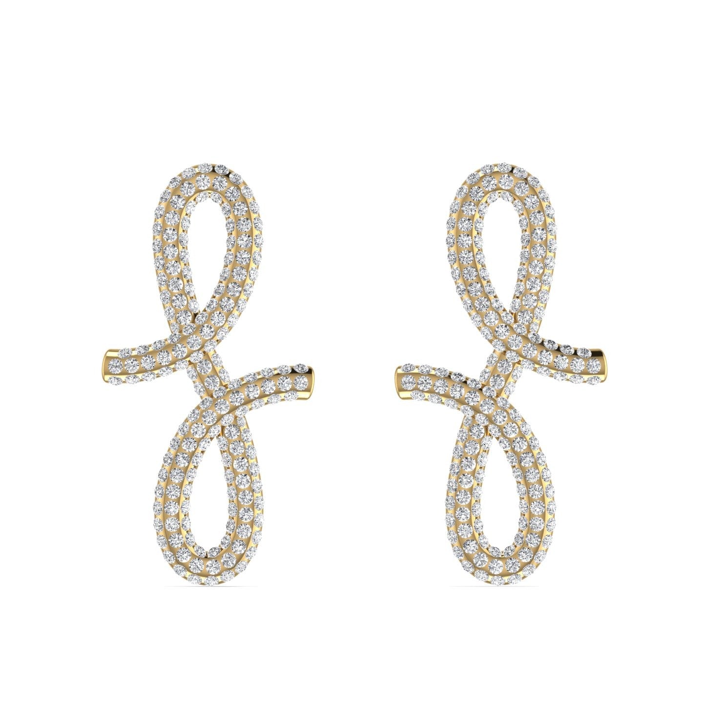 3D Oiza Infinie Pave Diamond Earrings in 18K Gold