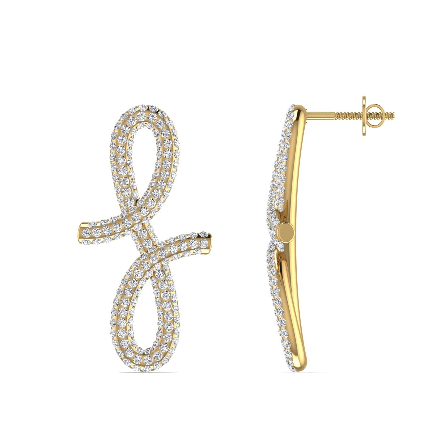 3D Oiza Infinie Pave Diamond Earrings in 18K Gold