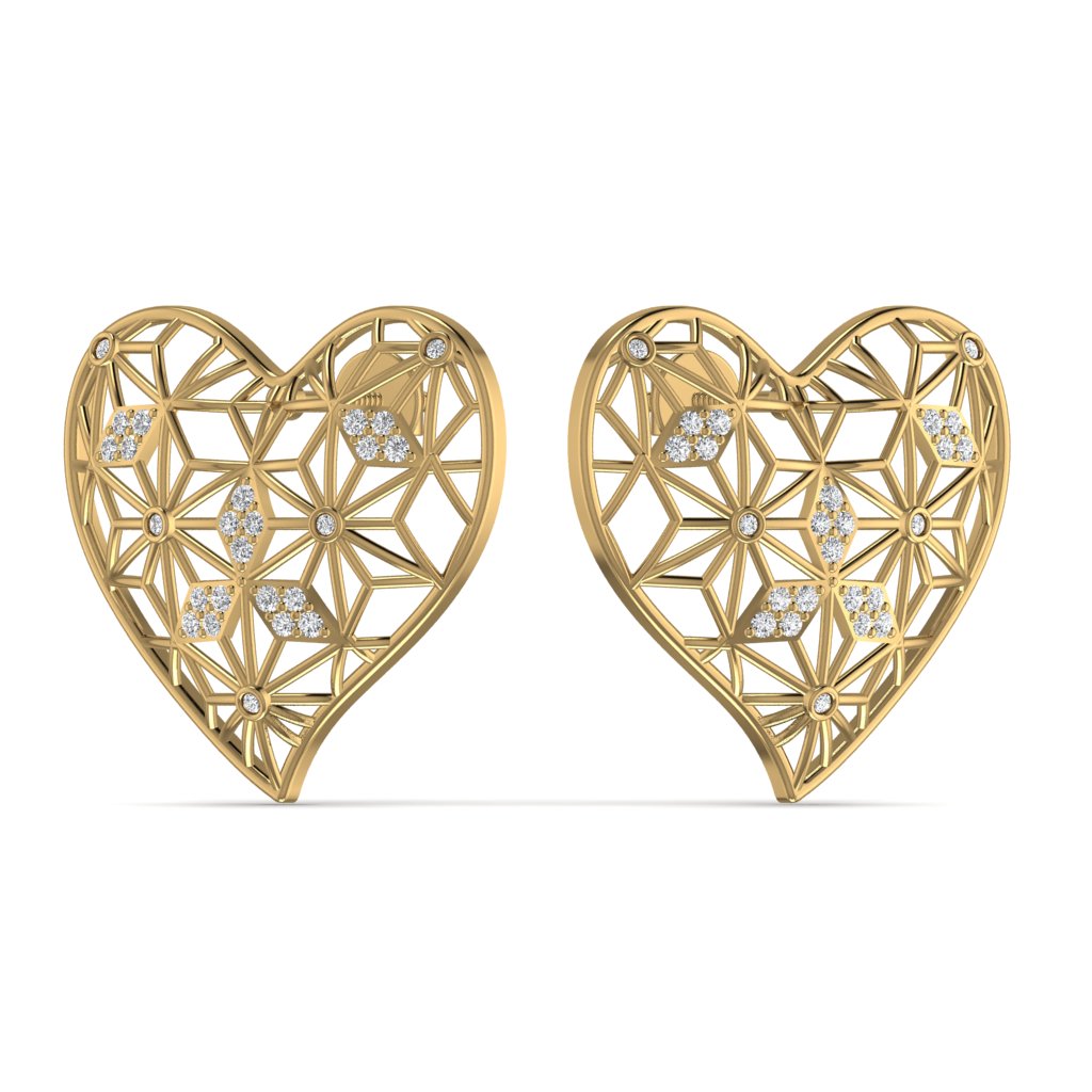 Big Heart Diamond Earrings in 18K Gold