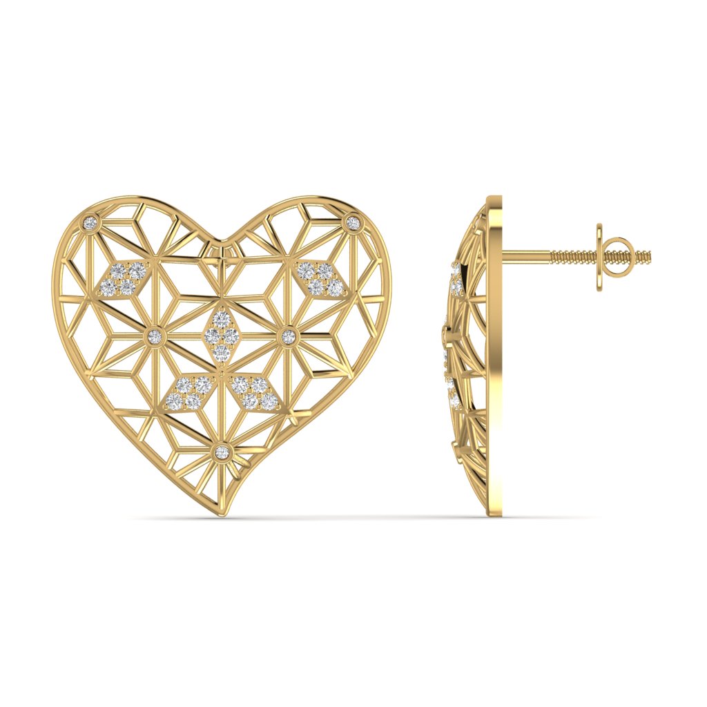 Big Heart Diamond Earrings in 18K Gold
