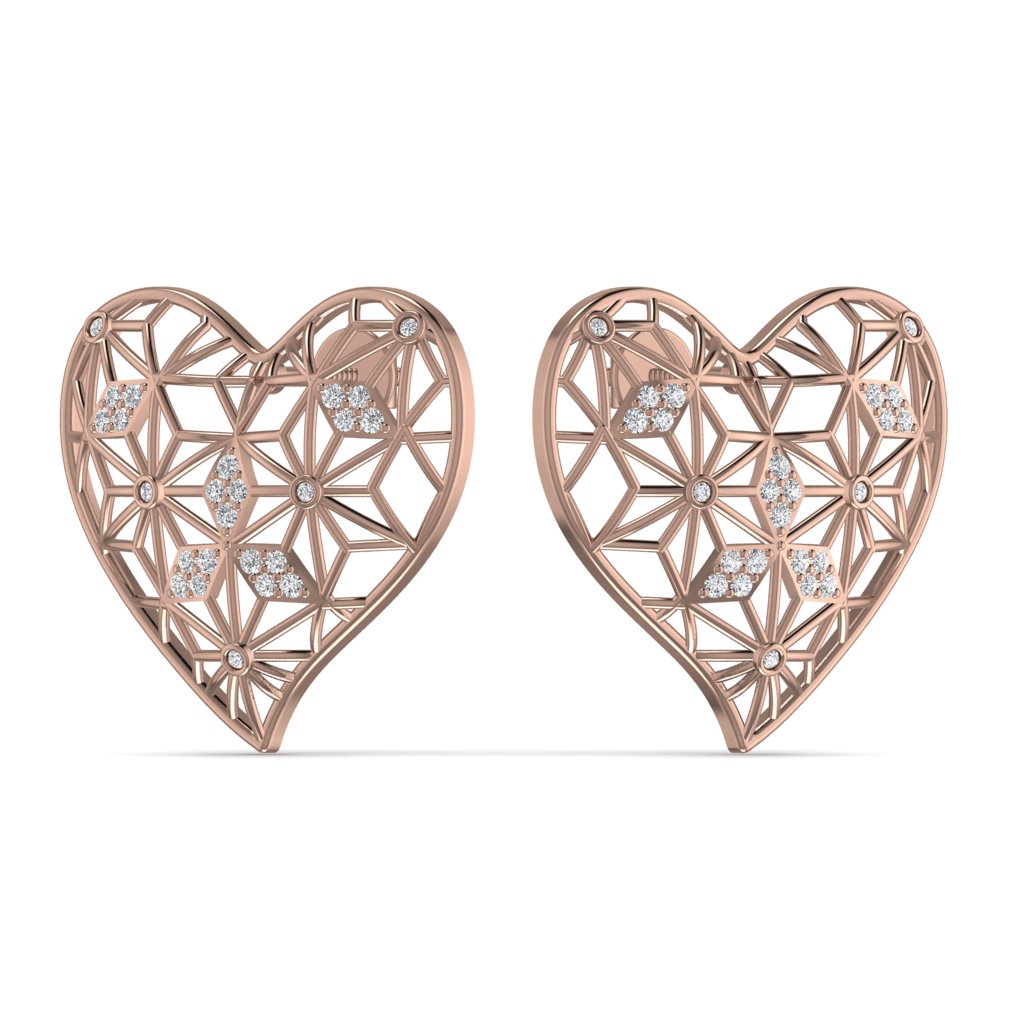 Big Heart Diamond Earrings in 18K Gold