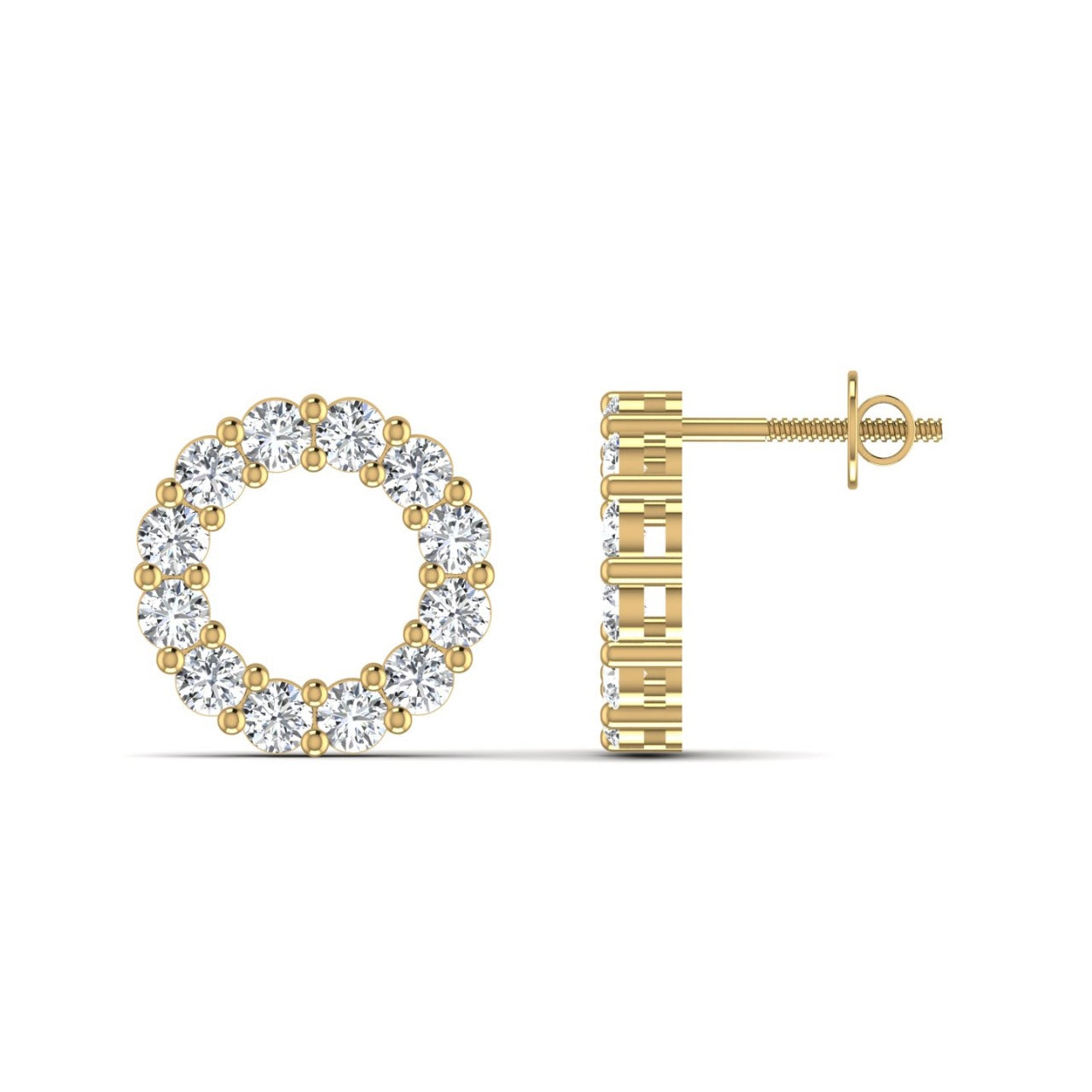 3MM Pave Eternity Diamond Earrings in 18K Gold