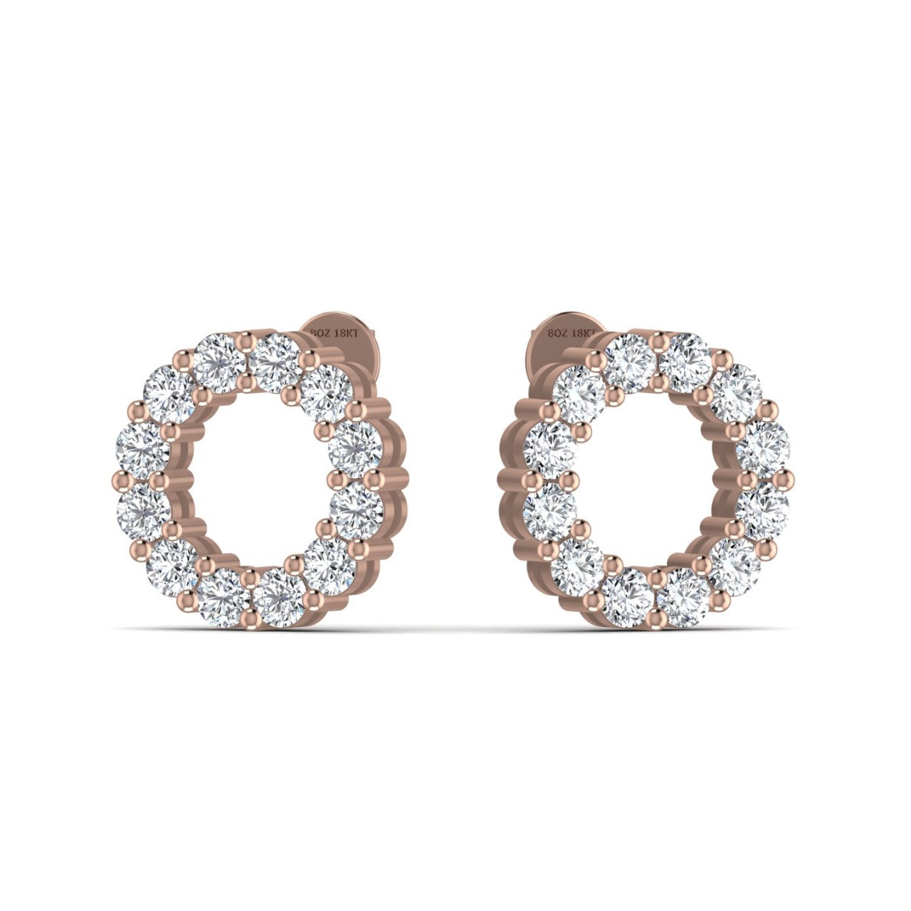 3MM Pave Eternity Diamond Earrings in 18K Gold