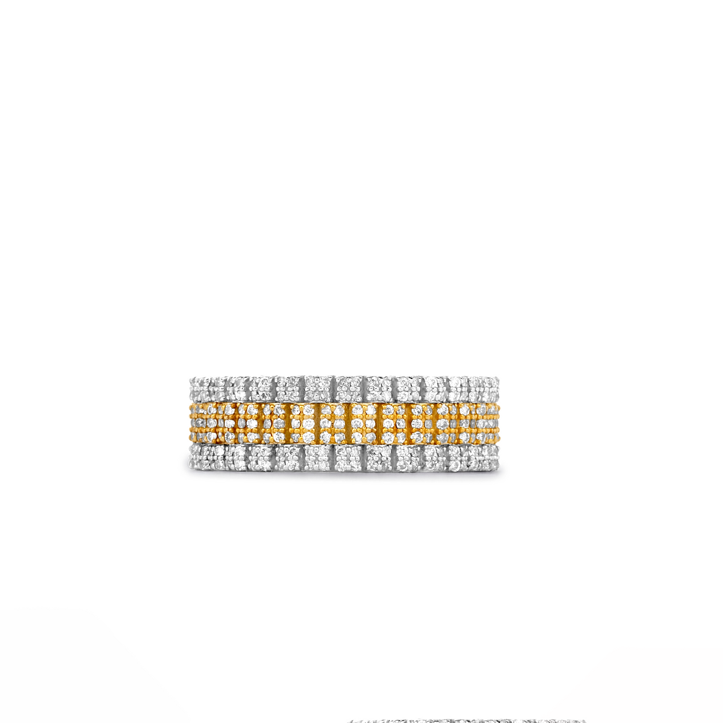 Gold and silver bracelet with diamonds on a white background