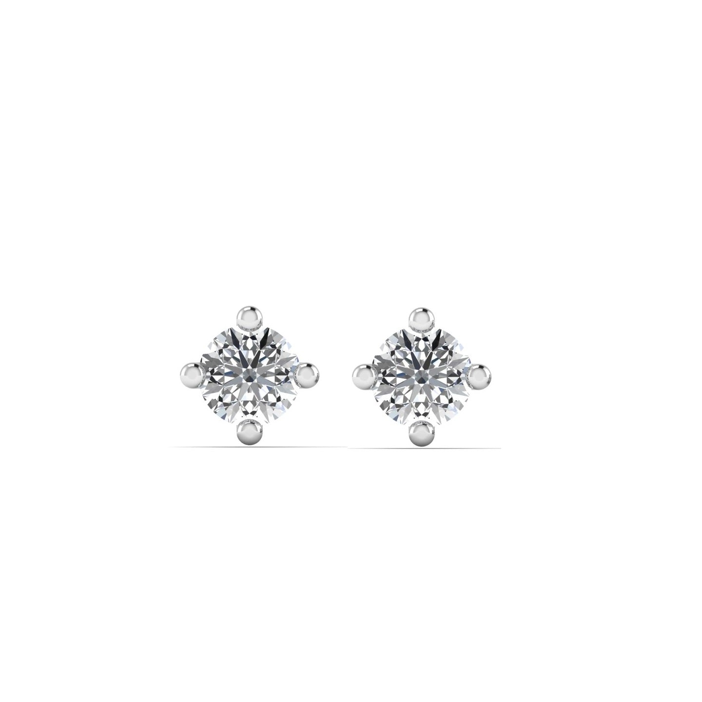 Pair of diamond stud earrings on a white background