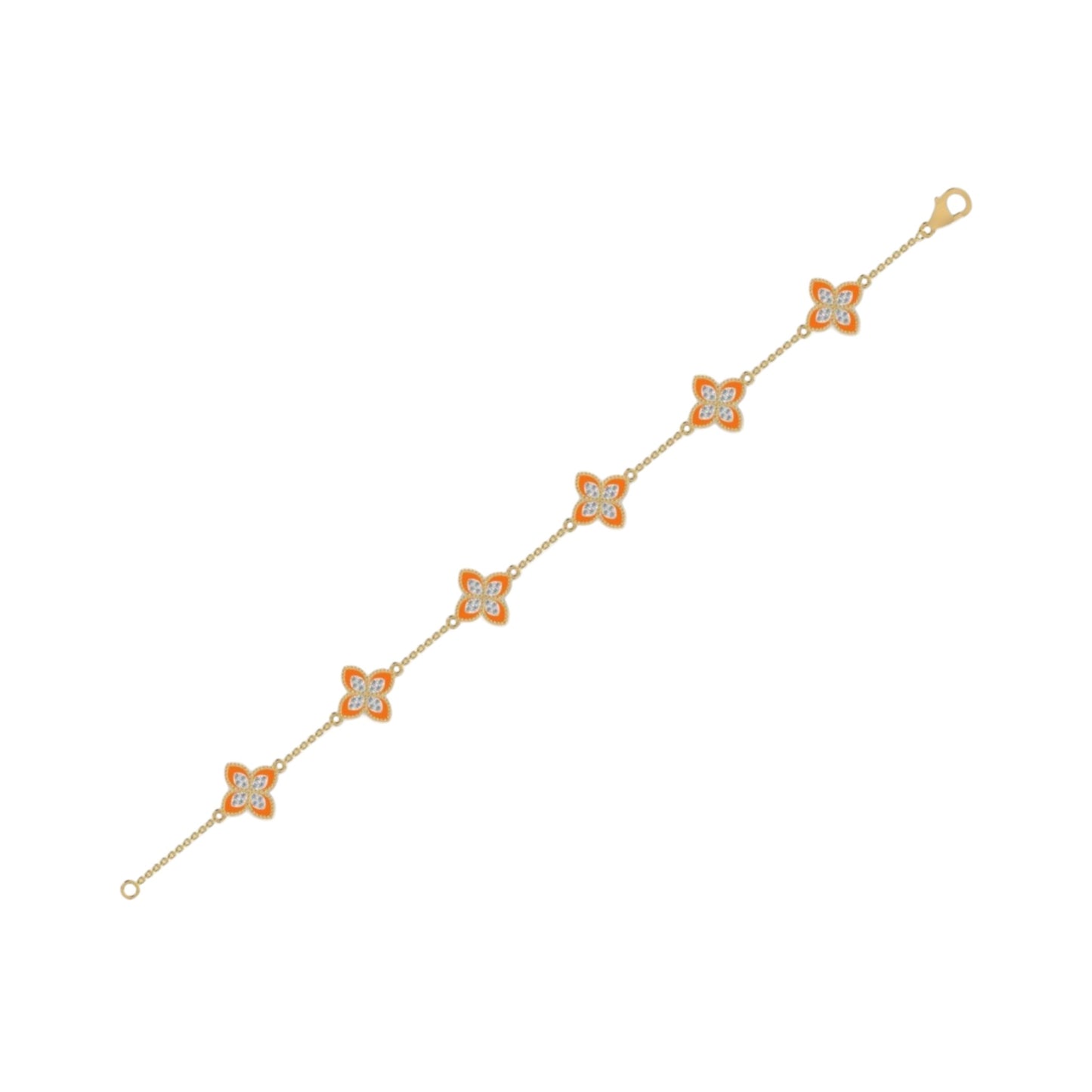 6 Clover Dual Diamond Bracelet in 18K Gold