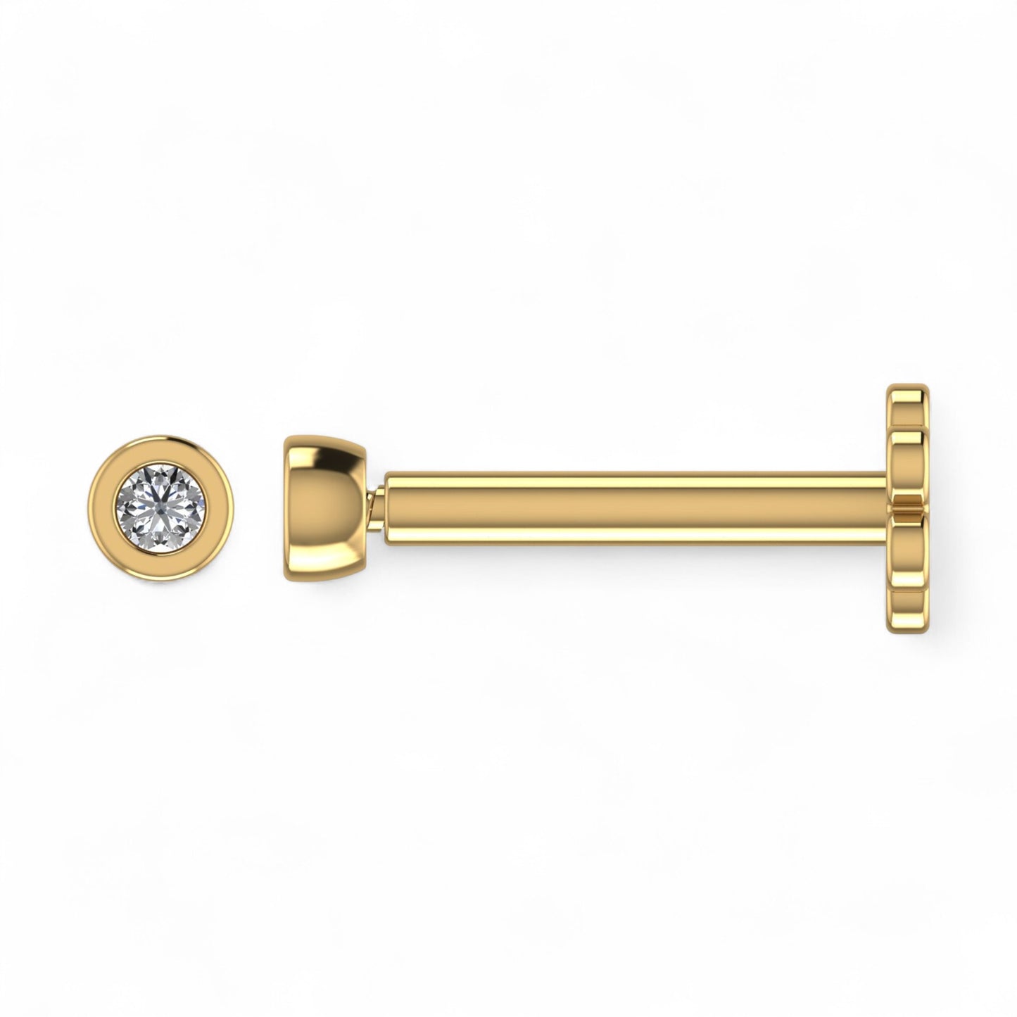 Bezel Diamond Studs in 18K Gold