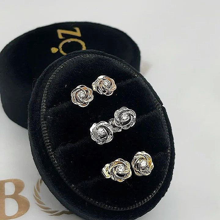 Belle Knot Natural Diamond Studs in 18K Gold