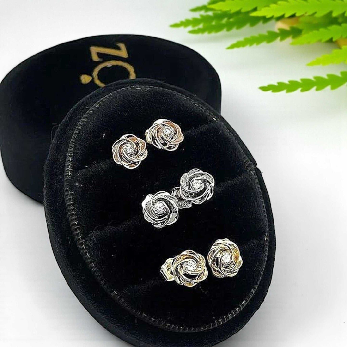Belle Knot Natural Diamond Studs in 18KT Gold