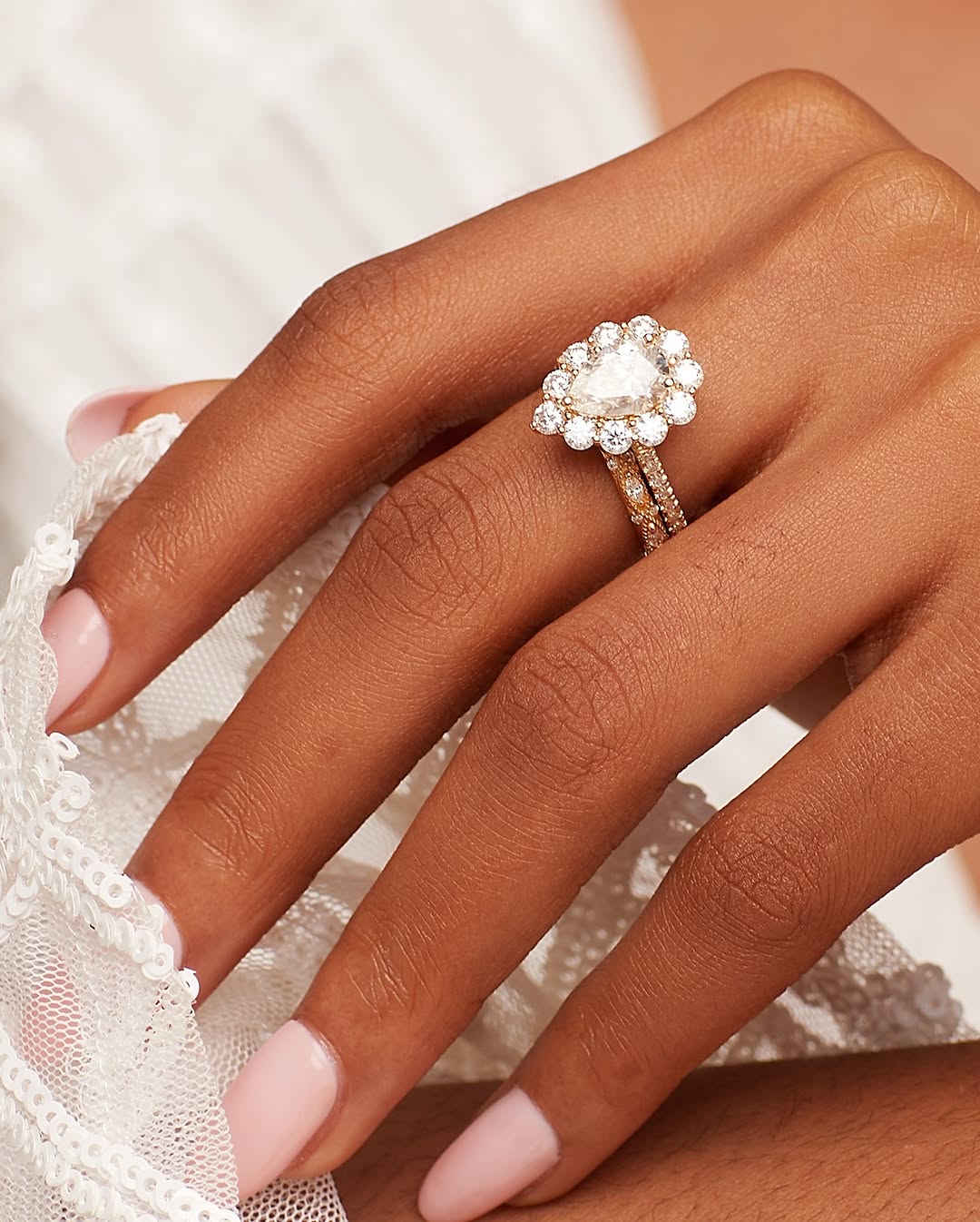 BOZ Lavie Pear Cut Moissanite Bride Set in 18K Gold