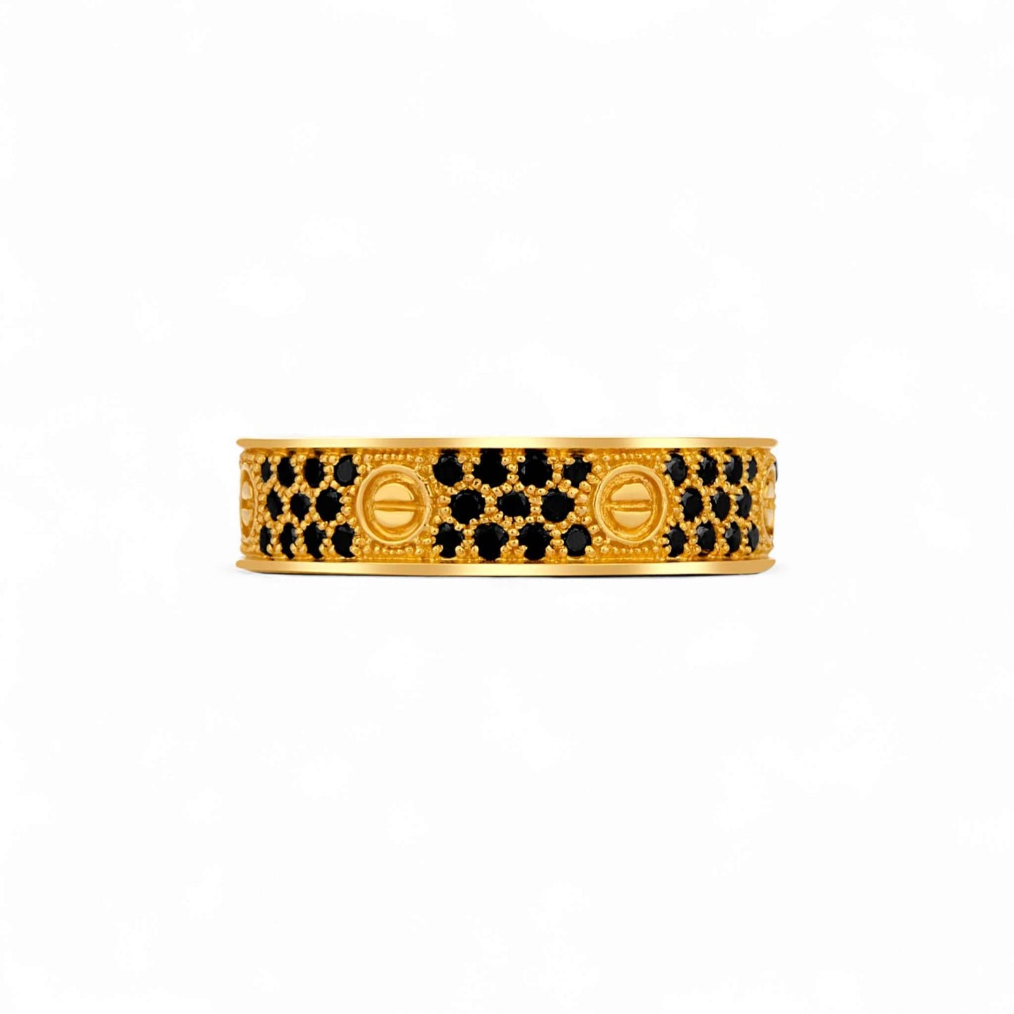 Love Inspired 6mm Black Diamond Band in 18KT Gold