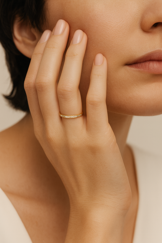 1.5MM Pave Natural Diamond Band in 18K Gold