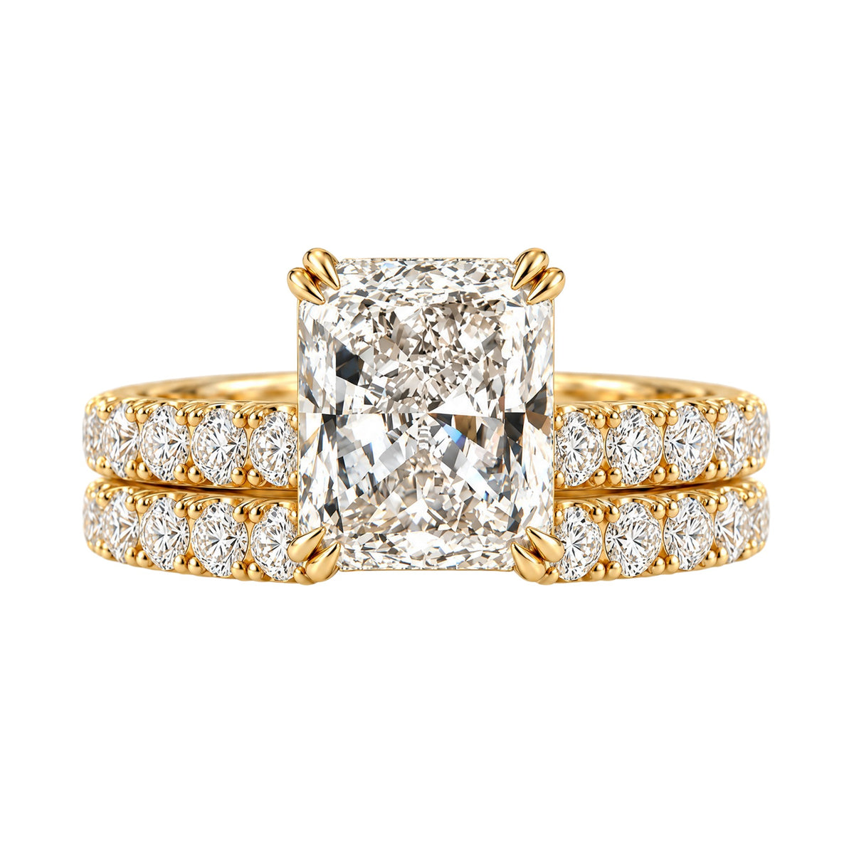 10CT Radiant Cut Lab Grown Diamond Bride Set in 18KT Gold