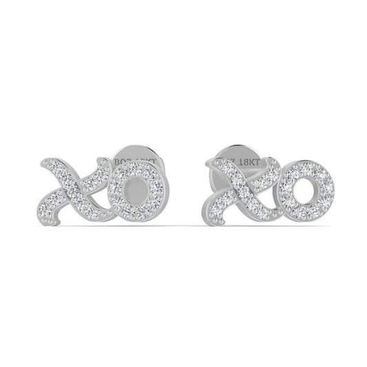 A pair of 18K gold mini natural diamond stud earrings with a geometric design.