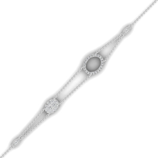 Velar Oval Shape Diamond Cluster Bracelet in 18K Gold