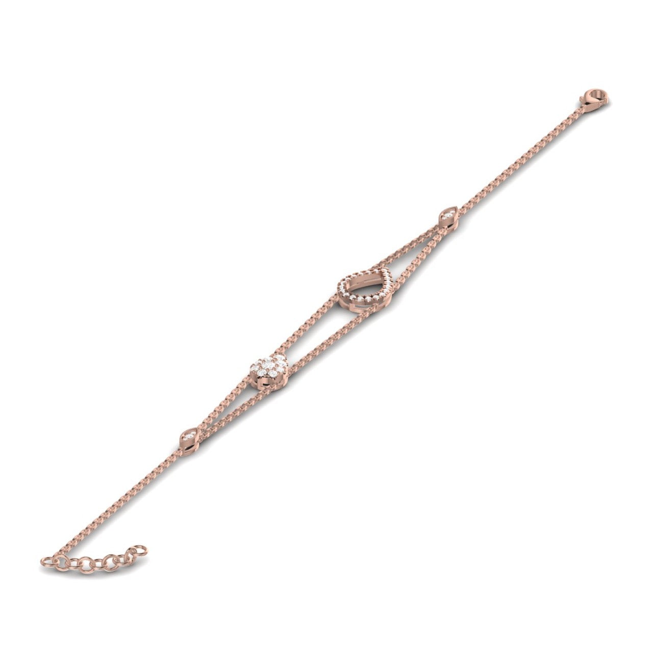 Velar Pear Shape Diamond Cluster Bracelet in 18K Gold