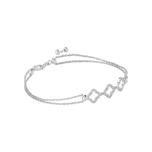 3 Clover Outline Diamond Bracelet in 18KT Gold