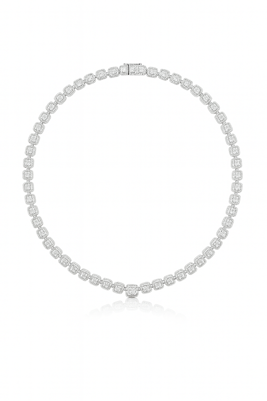Diamond necklace on a white background