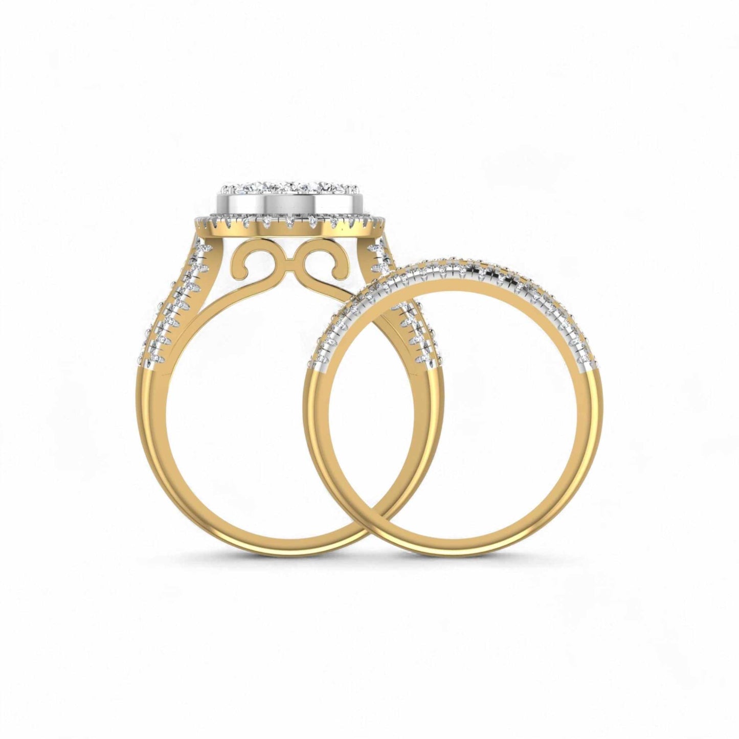 Amanda Round Cut Diamond Bridal Set in 18KT Gold