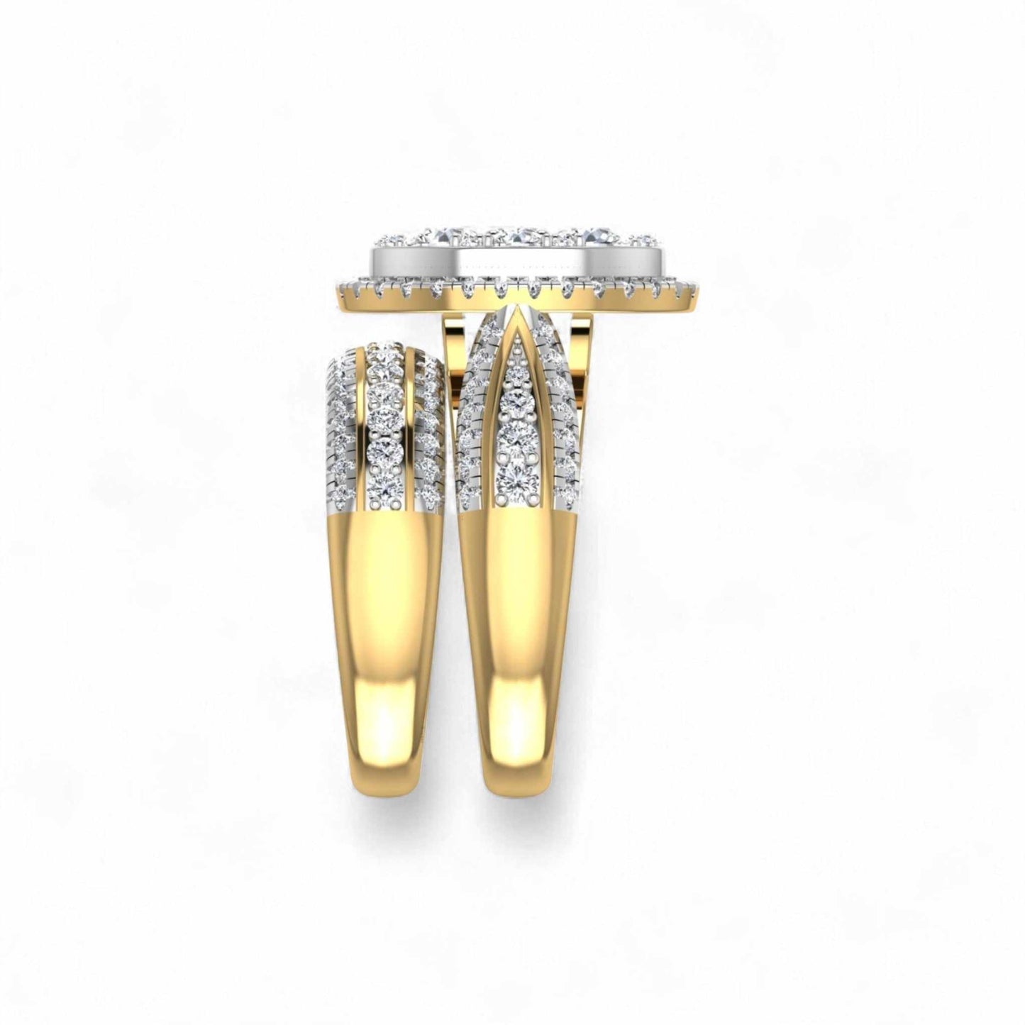 Amanda Round Cut Diamond Bridal Set in 18KT Gold
