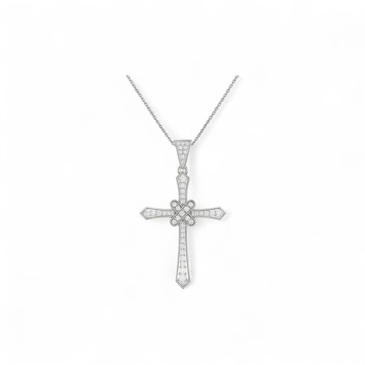 Amari Moissanite Cross Necklace in 925 Sterling Silver