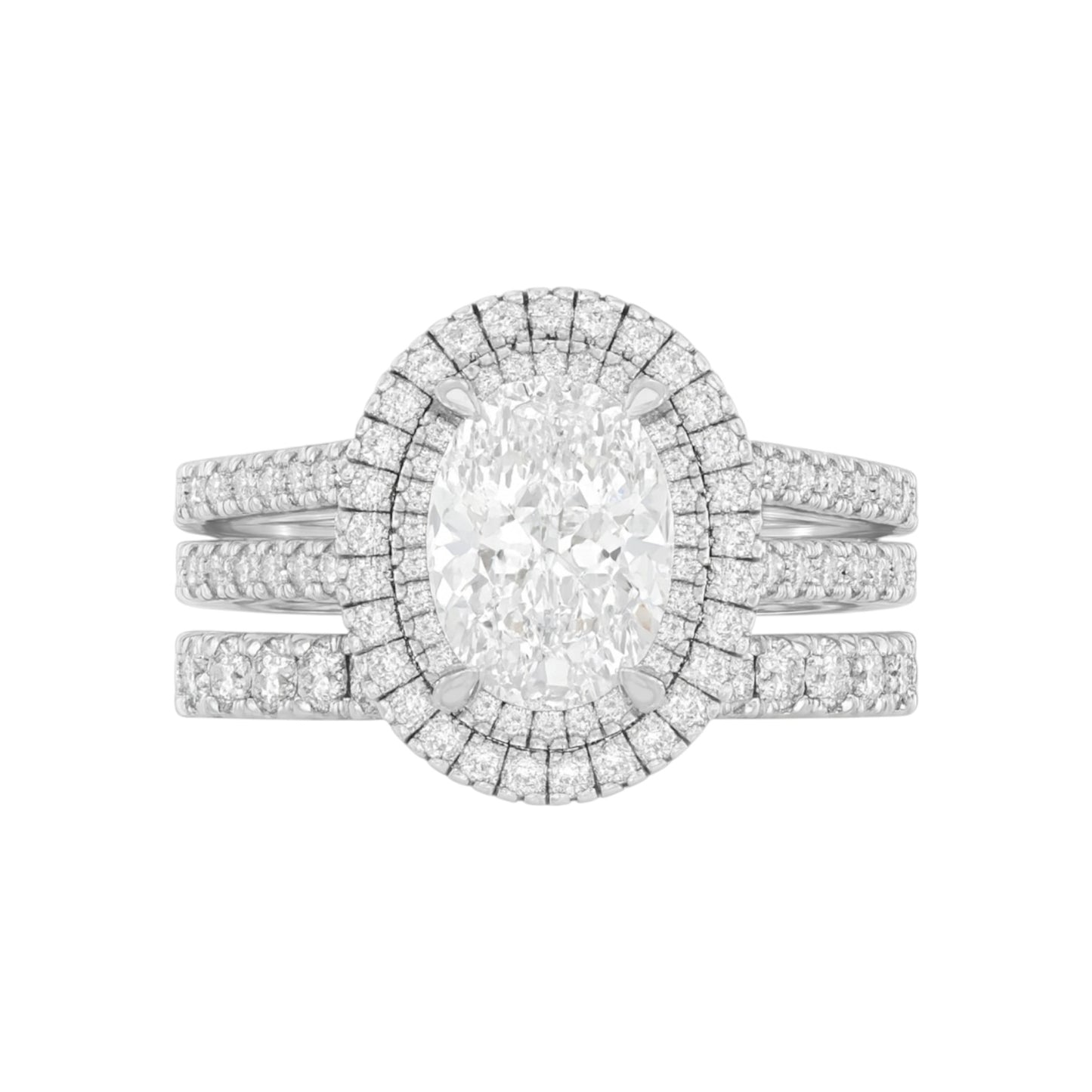 Lovely Oval Lab Grown Diamond Bride Set in Platinum