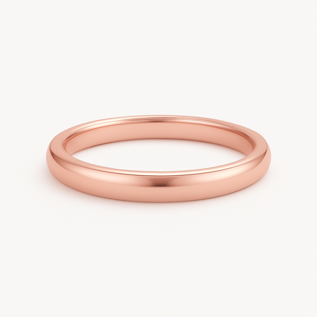 Rose gold ring on a white background