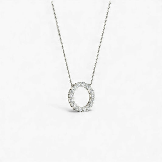 3MM Pave Eternity Moissanite Necklace in 925 Sterling Silver