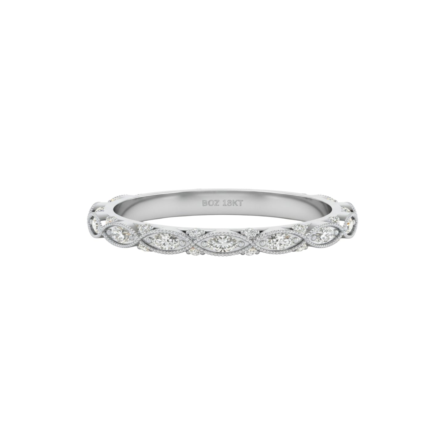 Hazel Moissanite Band in 18KT Gold