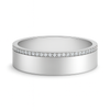 Silver ring with small diamonds on a white background