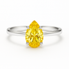 Ring with a yellow pear-shaped gemstone on a white background
