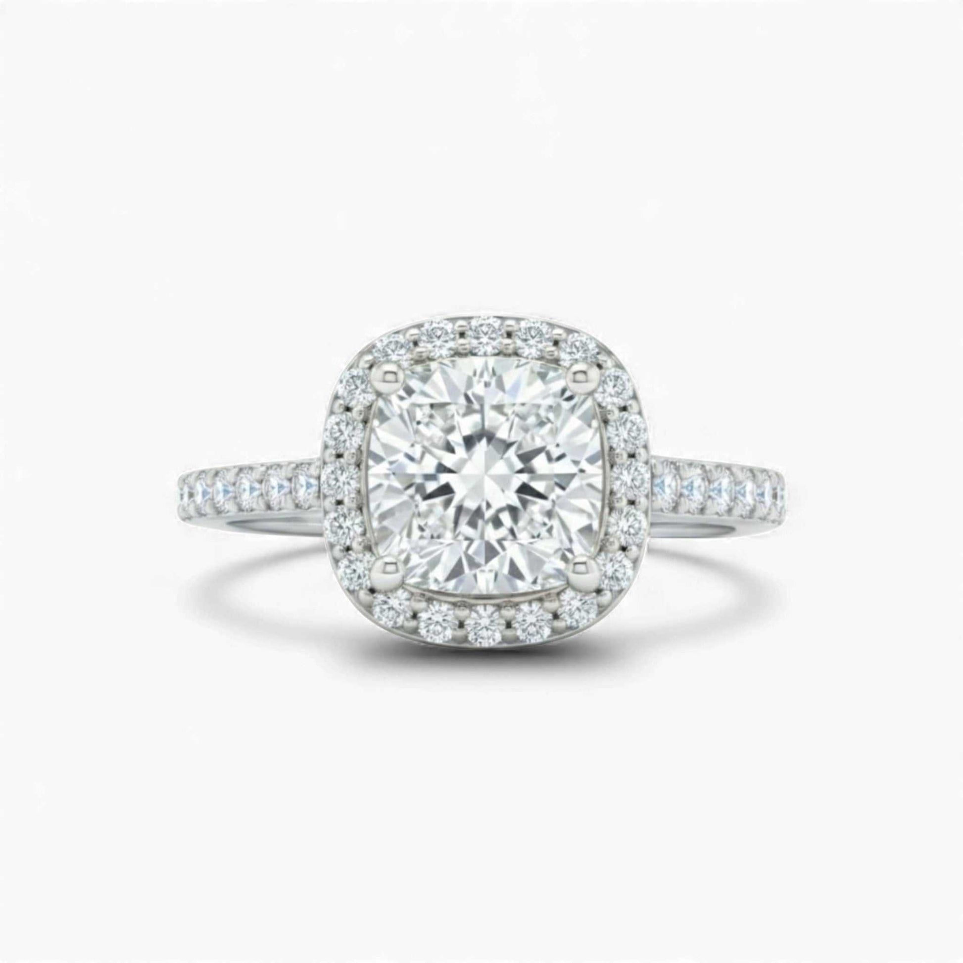 Classic Cushion Cut Moissanite engagement ring in 925 sterling silver with VVS1 D moissanite gemstone