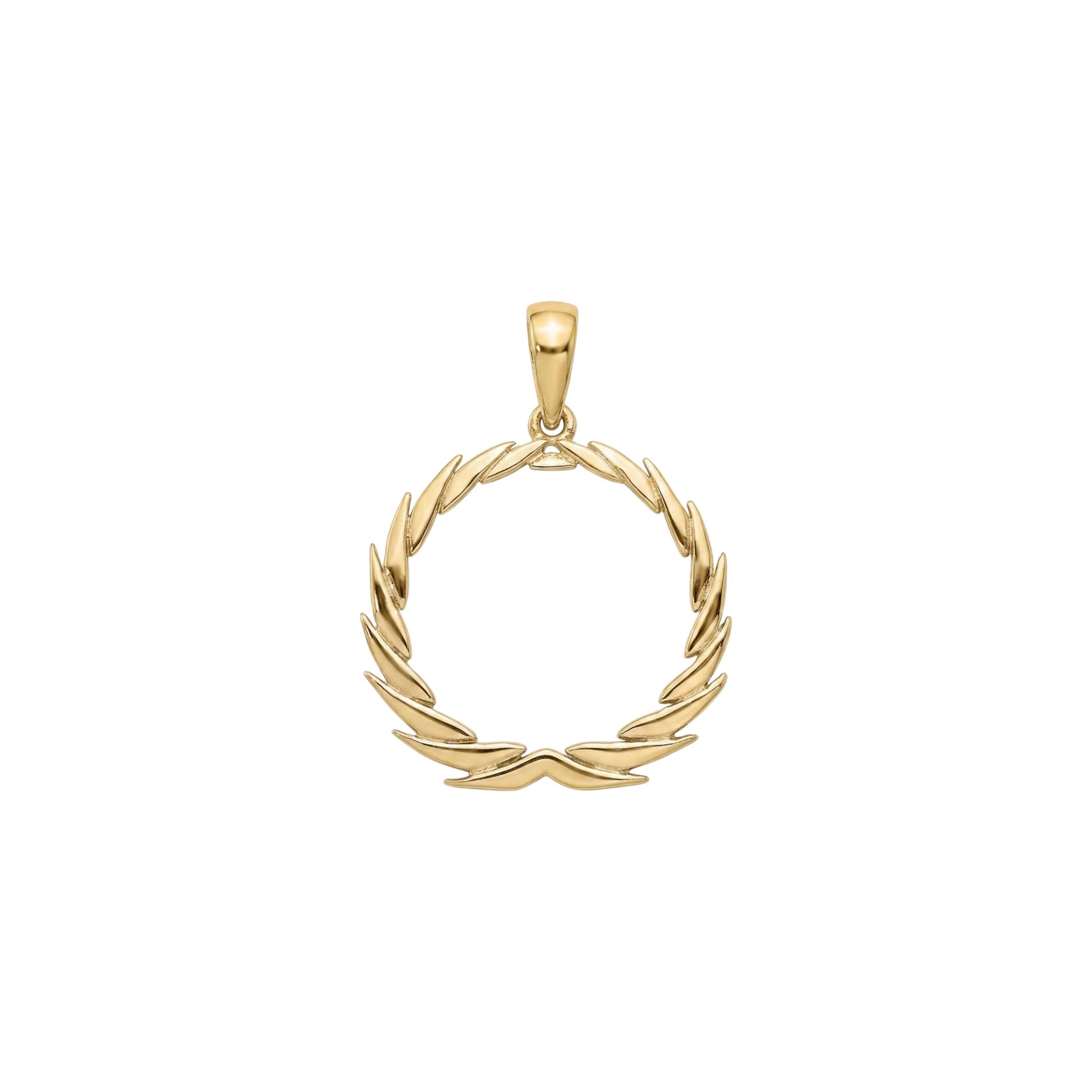 Gold wreath pendant on a white background