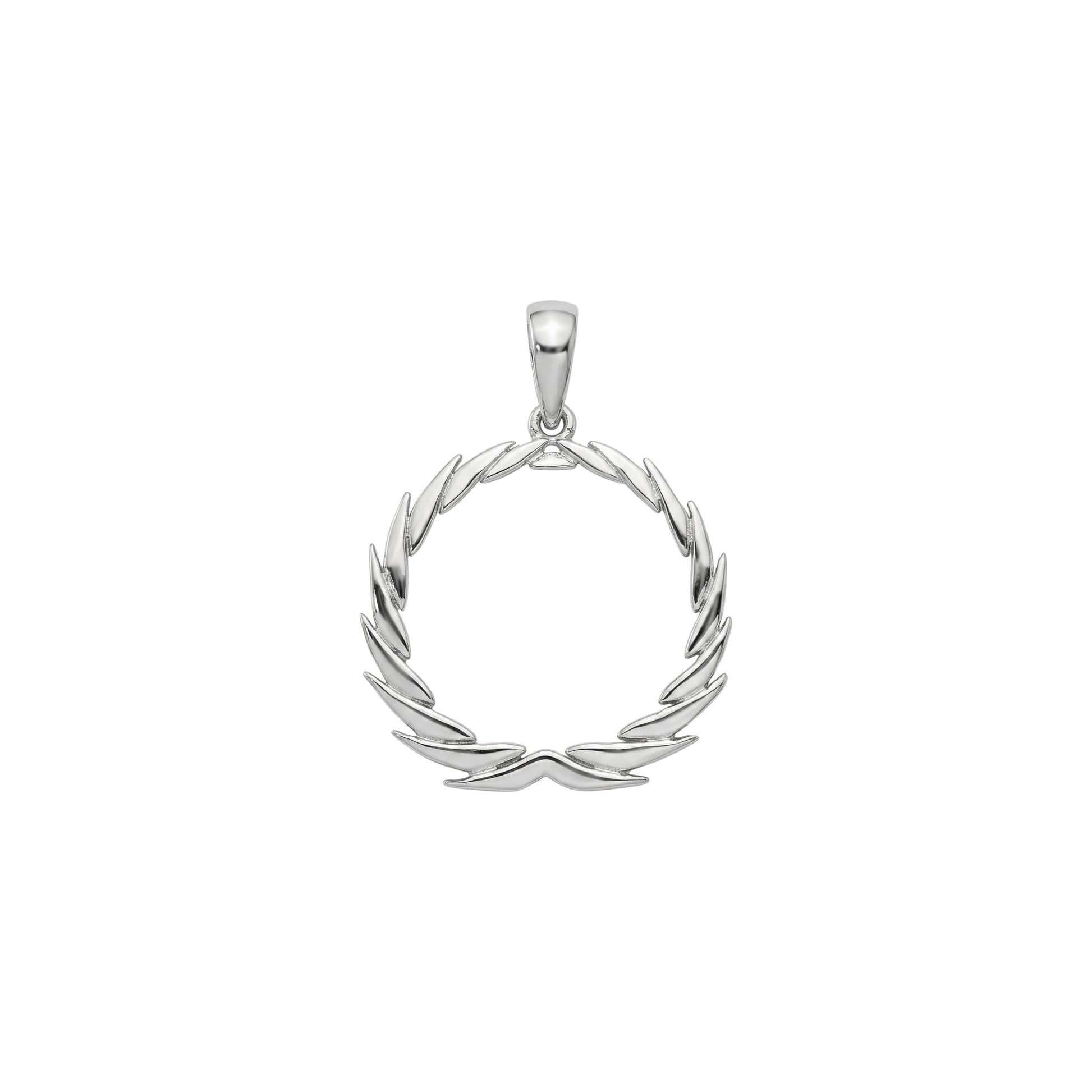 Silver wreath pendant on a white background