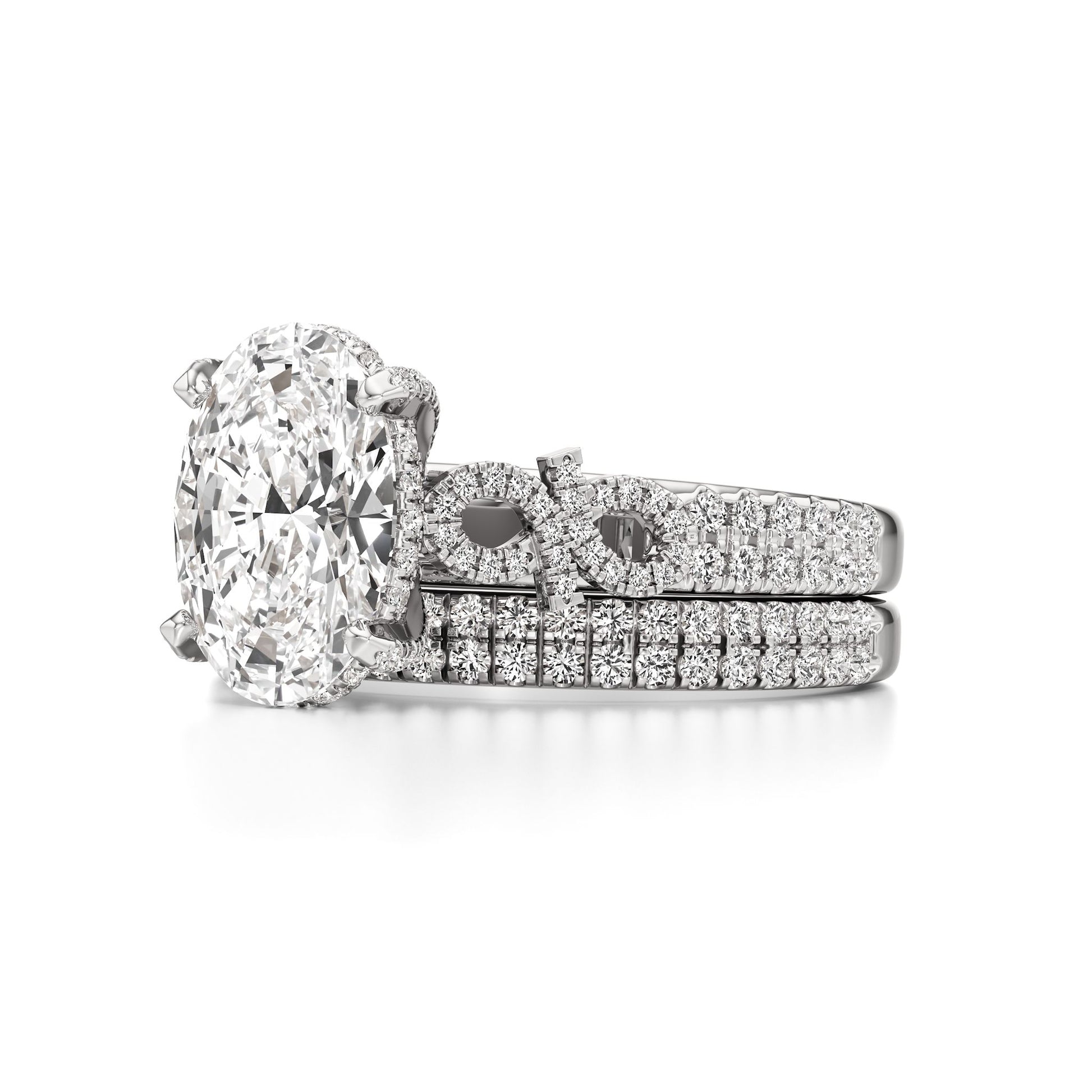 Diamond ring set on a white background