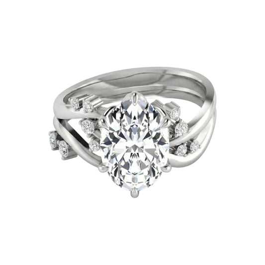 Diamond ring with 'BOZ' inscription on a white background