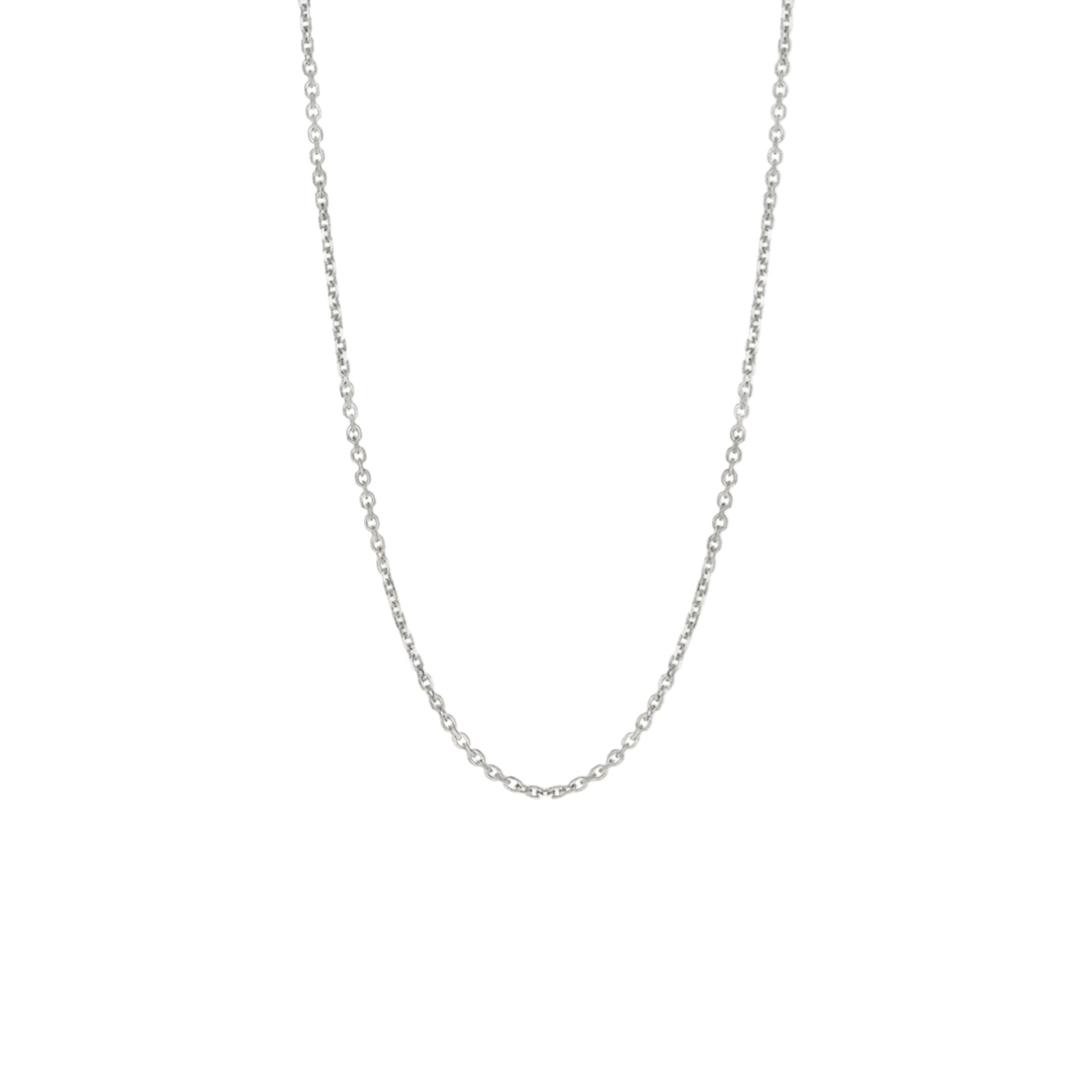 Silver chain necklace on a white background