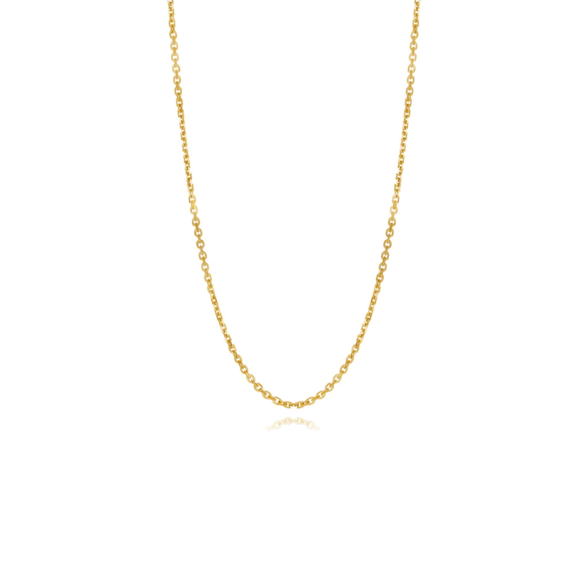 Gold chain necklace on a white background