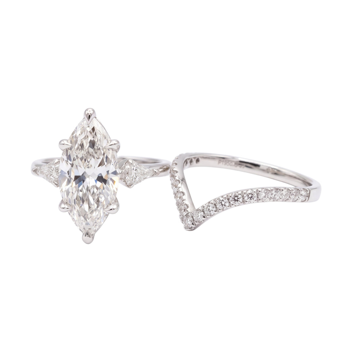 Vina Marquise Cut Diamond Bride Set in Platinum