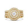 Zack Triple Halo 18KT gold 3-piece bridal set with round cut natural diamond and triple halo design
