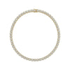 Cushion and baguette cut diamond tennis necklace in 18K gold with 9.66 carats natural diamonds