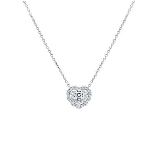 Moon Heart Moissanite Necklace in 925 sterling silver with heart-shaped Moissanite pendant