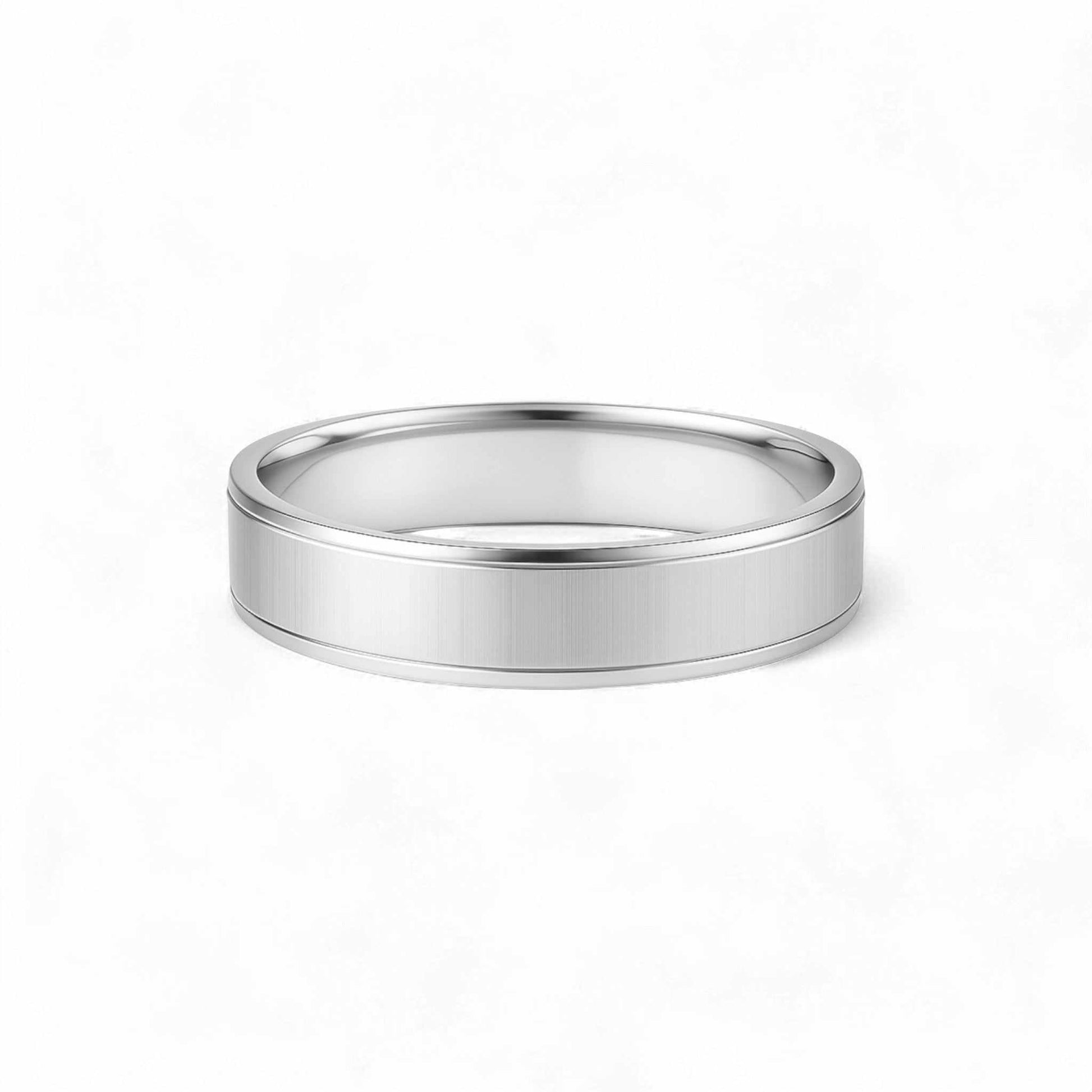 ED Band 10KT gold ring with brushed center and polished edges, smooth finish and comfortable fit.