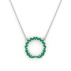Necklace with a green circular pendant on a white background