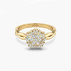 BOZ Forever Natural Diamond engagement ring in 18KT gold with radiant floral cluster and twisted band