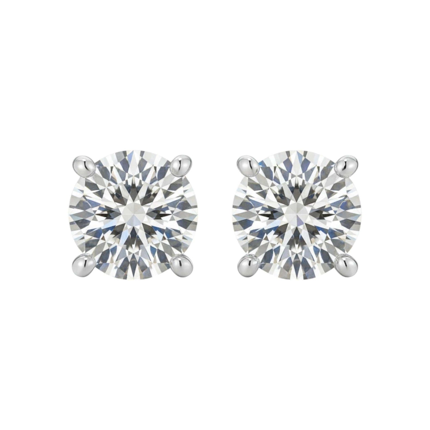 Pair of round VVS1 D Moissanite studs set in 925 sterling silver