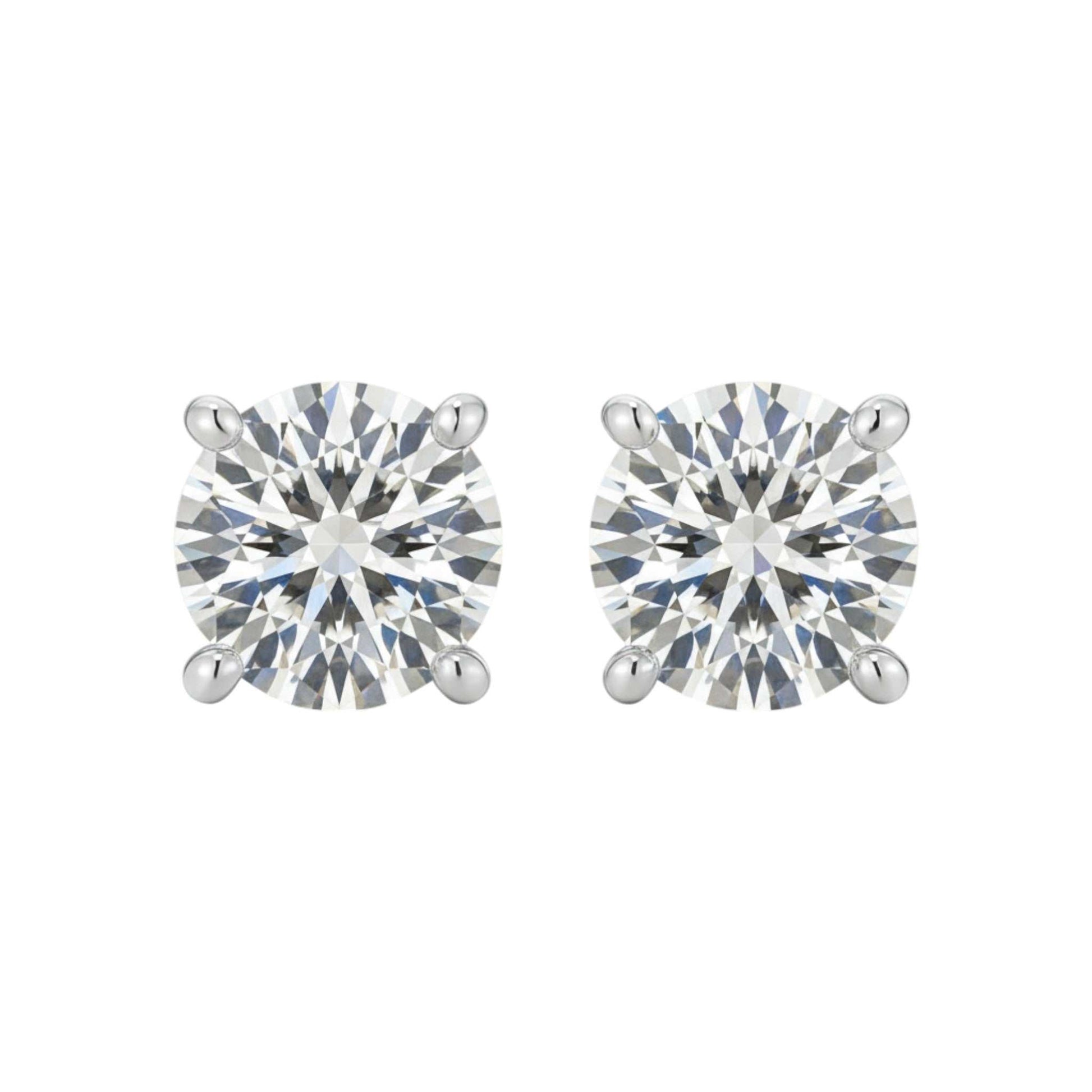 Pair of round VVS1 D Moissanite studs set in 925 sterling silver