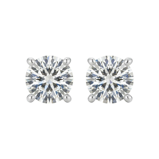 Pair of round VVS1 D Moissanite studs set in 925 sterling silver