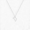 Necklace with a pendant shaped like the continent of Africa on a white background